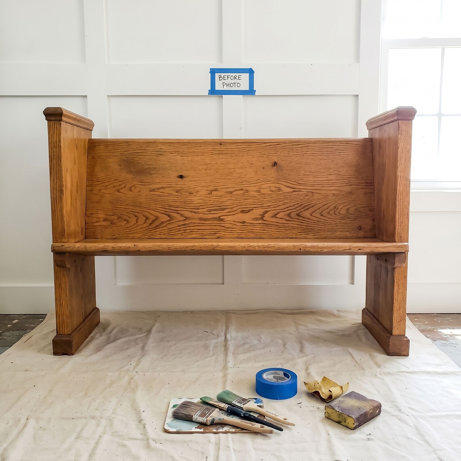 Vintage Church Pew Restoration - Before State