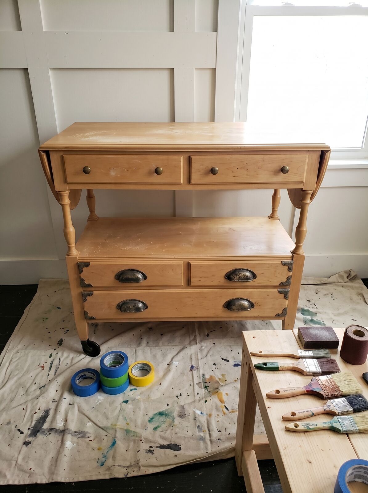 Maple Serving Bar Cart - Before State