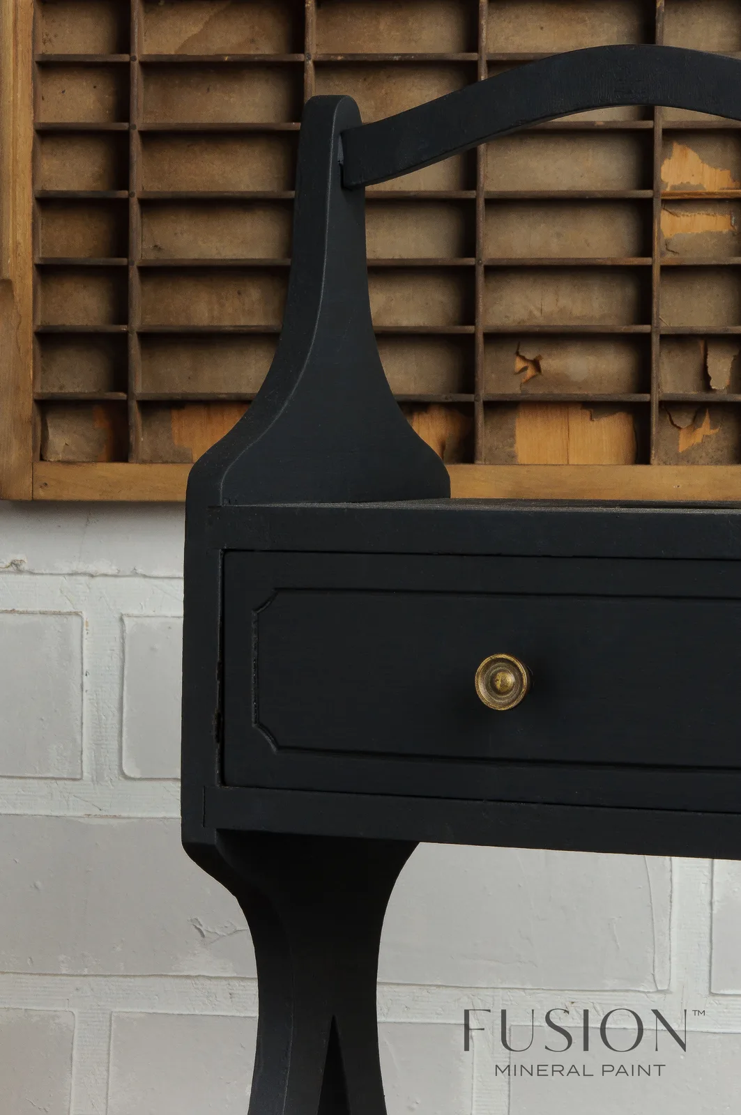 A piece of furniture painted in Fusion Mineral Paint Coal Black
